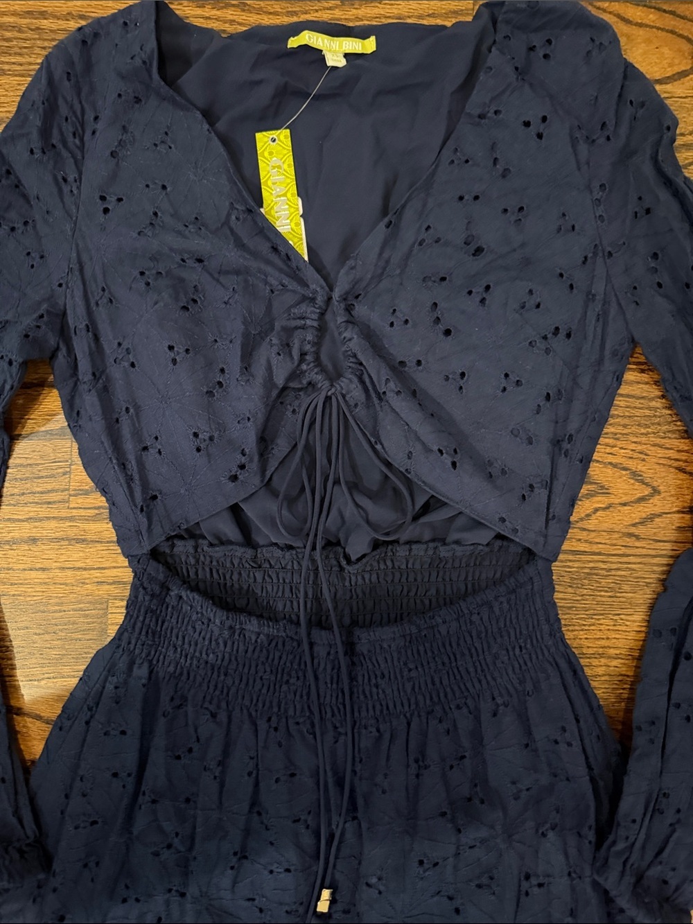 NWT Gianni Bini Giselle Tie Front Eyelet Dress - Picture 6 of 6